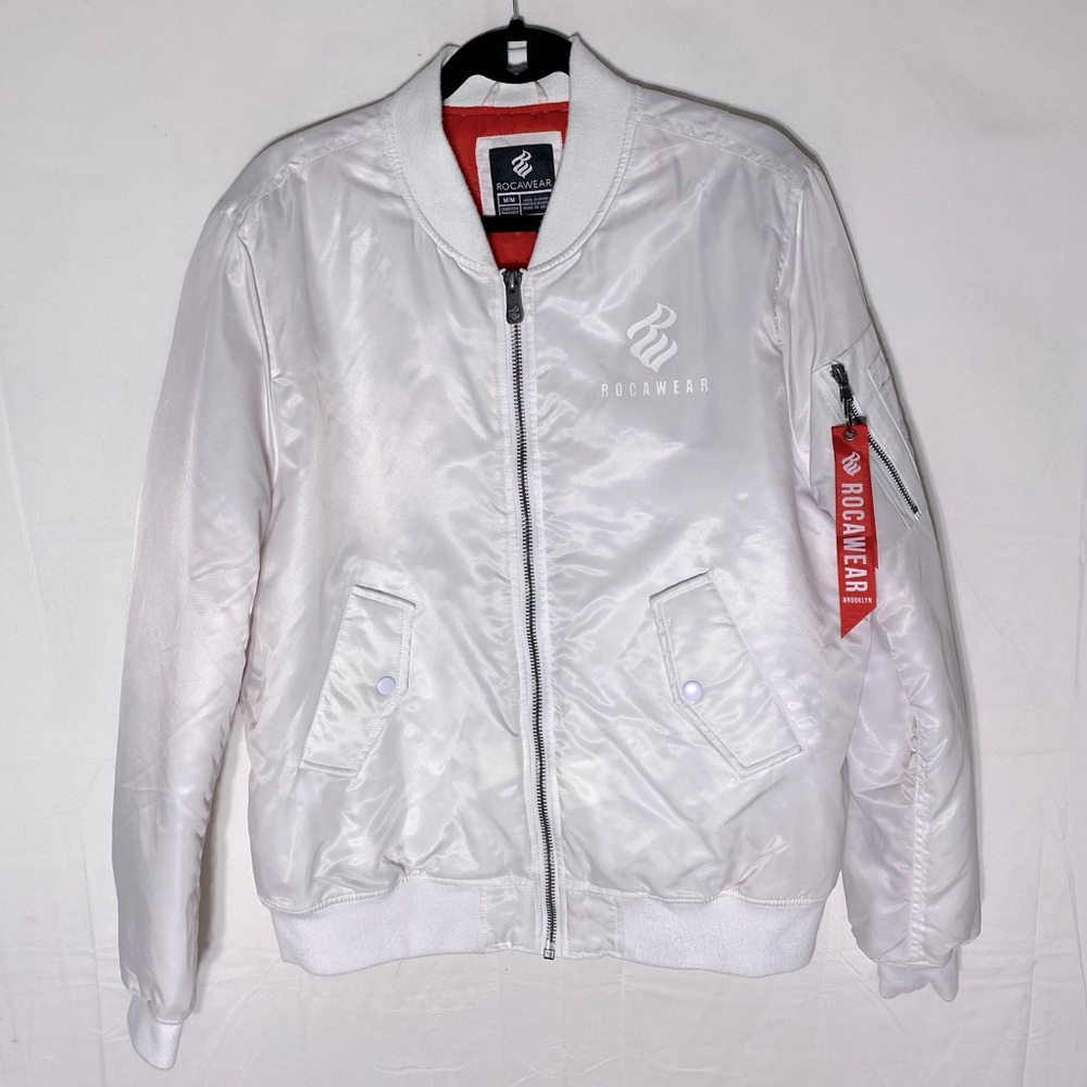 Vintage Y2K Rocawear White Flight Jacket Bomber Jacket M Streetwear